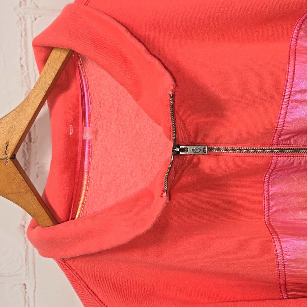 Free‎ People Oversized Away We Go Half Zip Pullover in Pink Hibiscus Size XL NWT - Picture 2 of 14